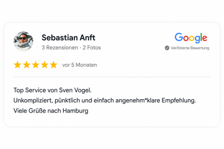 Google-Bewertung – Sebastian Anft 5-Sterne Kundenbewertung für Fahrzeugservice Hamburg